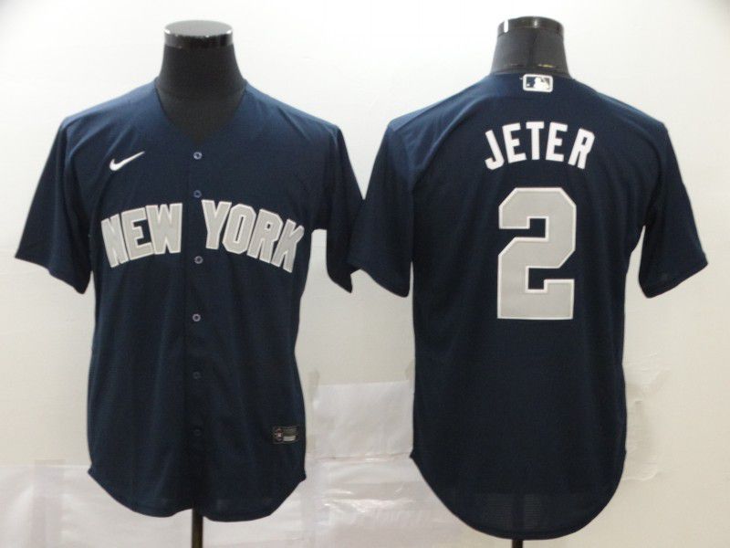 Men New York Yankees #2 Jeter Blue Nike Game MLB Jerseys->new york yankees->MLB Jersey